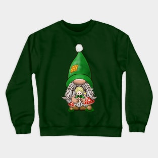 Dwarf Gnome and Tiny Elf Fairy Fantasy Cartoon Characters Crewneck Sweatshirt